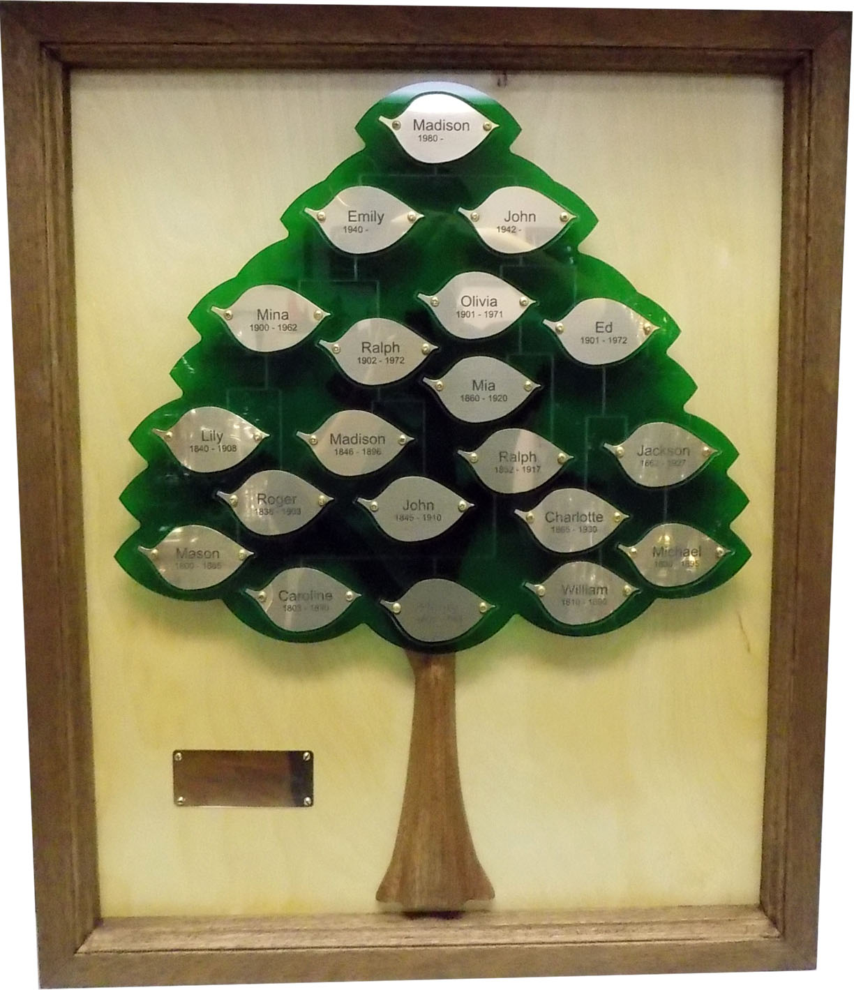 Framed Natural Wood Family Tree